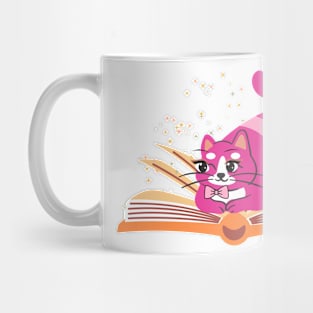 cat reading book design Mug